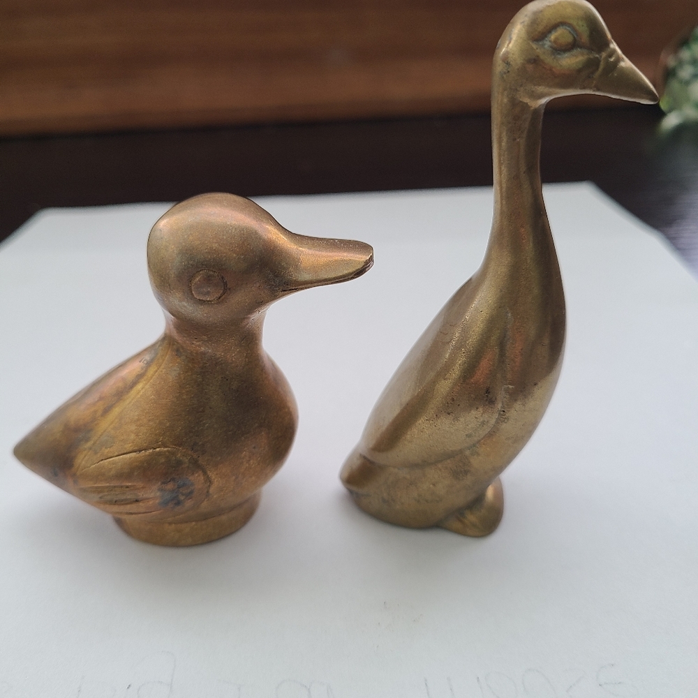 Pair of Vintage Brass Ducks